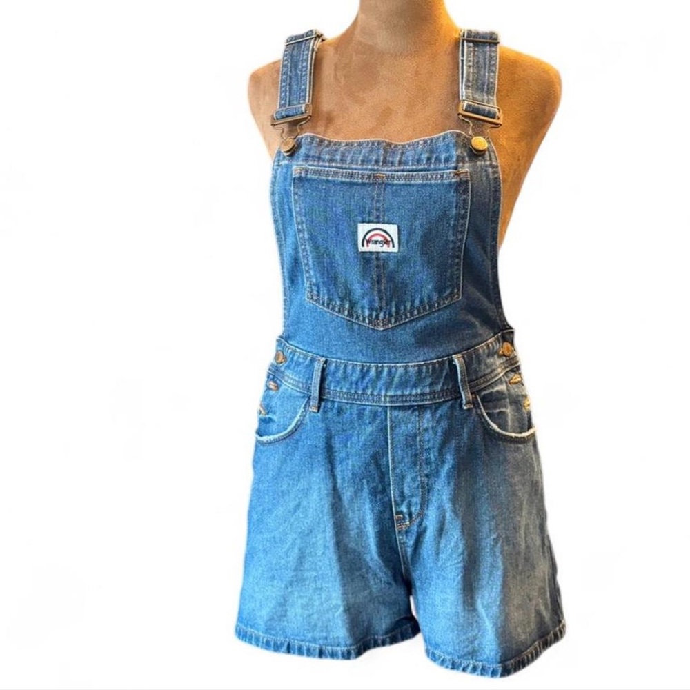 Wrangler Blue Denim Shortalls Western Country Cowgirl Indie y2k style XS